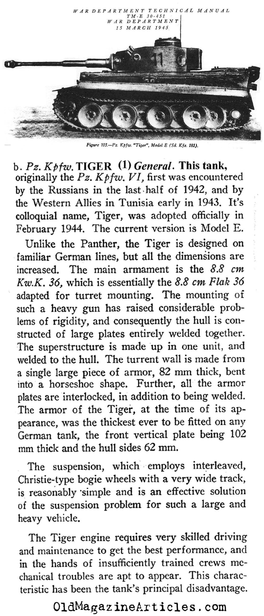 A Study of the German Tiger Tank (The U.S. War Department, 1945)